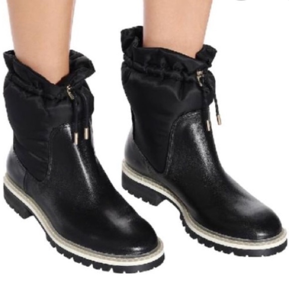 Jimmy Choo BAO FLAT Black Leather / Padded Nylon Women’s Boots 38 / 8